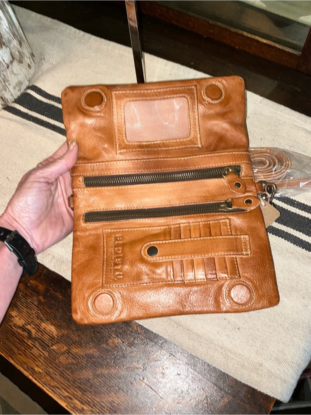 NWT Bed Stu Leather Cadence Wallet Wristlet Crossbody Bag Tan Rustic MSRP $179 - Picture 13 of 15
